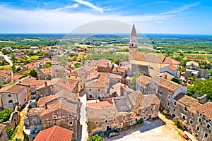 Istria. Town of Visnjan on green istrian hill aerial view photo