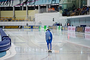 ISU European Speed Skating Championships. Athlete on ice. Classic speed skating or short track. Single race or team