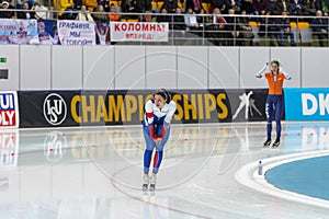 ISU European Speed Skating Championships. Athlete on ice. Classic speed skating or short track. Single race or team