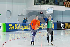 ISU European Speed Skating Championships. Athlete on ice. Classic speed skating or short track. Single race or team