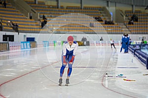 ISU European Speed Skating Championships. Athlete on ice. Classic speed skating or short track. Single race or team