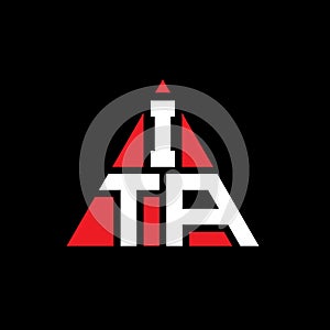 ITA triangle letter logo design with triangle shape. ITA triangle logo design monogram. ITA triangle vector logo template with red photo