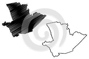 Itaete municipality Bahia state, Municipalities of Brazil, Federative Republic of Brazil map vector illustration, scribble