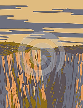 Itaimbezinho Canyon in Aparados da Serra National Park Brazil WPA Art Deco Poster photo