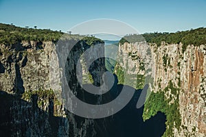 Itaimbezinho Canyon with steep rocky cliffs