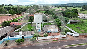 Itaja, Goias, Brazil - 04 13 2024: saneago water tank and water supply department of itaja goias