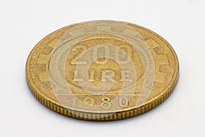 Italian 200 Lire Coin Macro