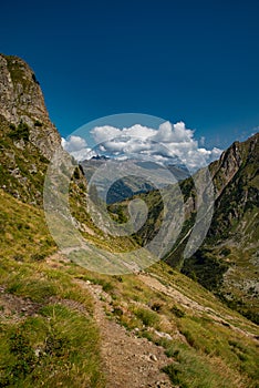 Italian Alps in Lombardy. Hiking trail, Adamello Group