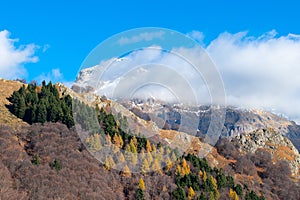 Italian Alps near Bergamo valley Brembana, Pizzo dei tre lords in autumn