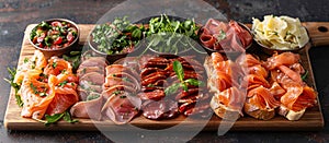 Italian Appetizer Platter on Wooden Cutting Board