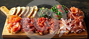 Italian Appetizer Platter on Wooden Cutting Board