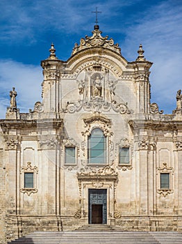 Italian architecture church in bright sunlight