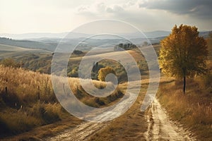 Italian autumn rural landscape, created with generative AI