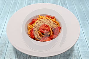 Italian Bavette pasta with tomato sauce