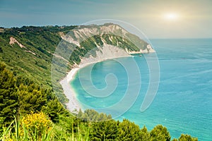 Italian beach from a viewpoint