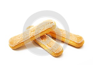 Italian biscuits savoyard on white background