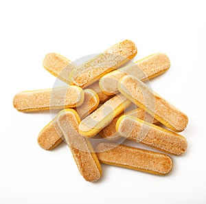 Italian biscuits savoyard on white background