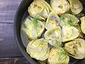 Italian Braised Fennel in a Skillet