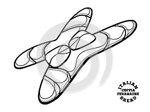 Italian bread coppia ferrarese. Vector illustration in doodle style. photo