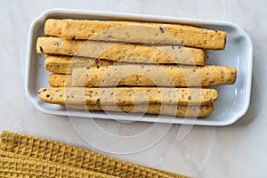 Italian Bread Sticks Grissini with Quinoa and Flax Seeds