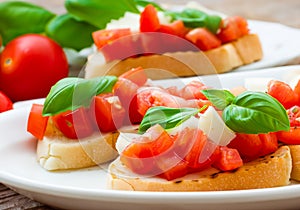 Italian bruschetta with chopped tomatoes