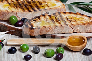 Italian bruschetta and olives