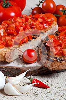 Italian bruschetta with tomatoes