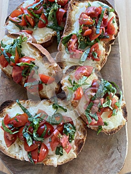 Italian Bruschetta Tomatoes Basil and Mozzarella Cheese