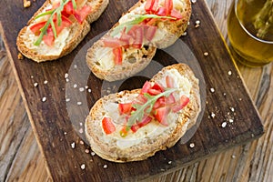 Italian bruschette, traditional appetizers