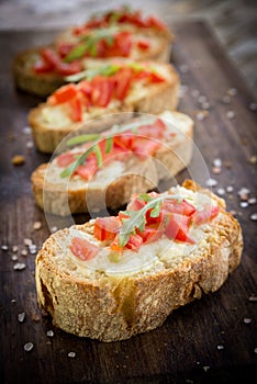 Italian bruschette, traditional appetizers