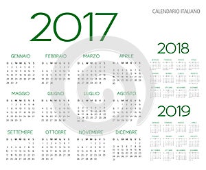 Italian Calendar 2017-2018-2019 vector