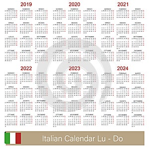 Italian calendar 2019-2024