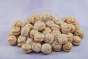 Amaretti cookies traditional Italian biscuits. Almond cookie with almond