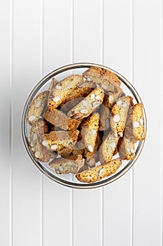 Italian cantuccini cookies. Sweet dried biscuits with almonds