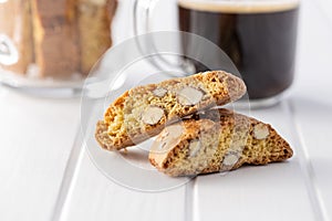 Italian cantuccini cookies. Sweet dried biscuits with almonds