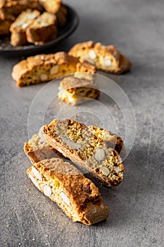 Italian cantuccini cookies. Sweet dried biscuits with almonds
