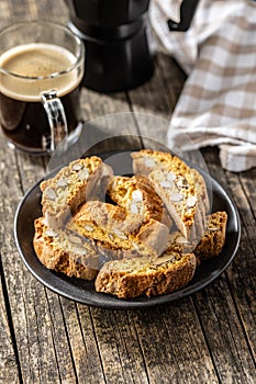 Italian cantuccini cookies. Sweet dried biscuits with almonds