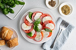 Italian caprese salad. Fresh healthy classic delicuous appetizer. Mediterranean cuisine