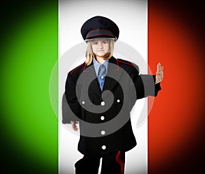 Italian carabiniere with italy flag