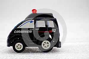 Italian Carabinieri toy car isolated on white background