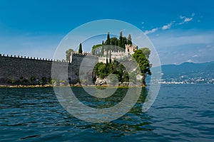 Italian castle and defensive walls on the isola del Garda - Garda island, Lombardy, Italy