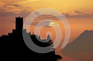 Italian castle sunset