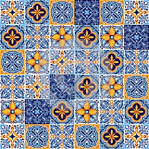 Italian ceramic tile pattern. Ethnic folk ornament.