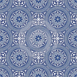 Italian ceramic tile pattern. Mediterranean porcelain pottery.