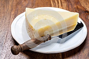 Italian cheese collection, matured pecorino romano hard cheese made from sheep melk photo