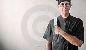 Italian chef with big knife