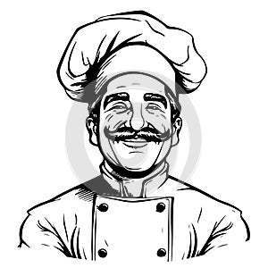 Italian chef hand drawn sketch