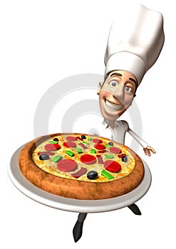 Italian chef with a pizza