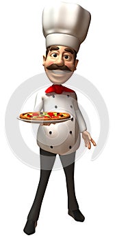 Italian chef with a pizza