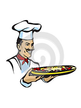 Italian chef with pizza